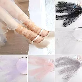 1 пара сексуальных носков средней длины в горошек, летние ультратонкие прозрачные удобные милые носки из тюля