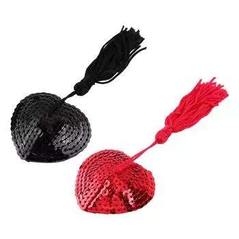 1 пара, сексуальный бюстгальтер с блестками в форме сердца, клейкий чехол для сосков, эротическое белье, 2 цвета red black