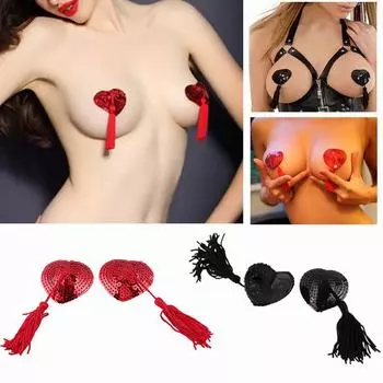 1 пара, сексуальный бюстгальтер с блестками в форме сердца, клейкий чехол для сосков, эротическое белье DK