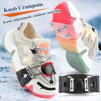 1 пара шипов для катания на льду с 5 стальными шипами и регулируемой ручкой чёрный