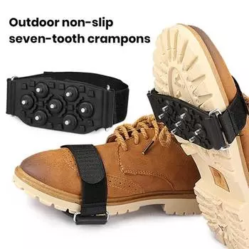 1 пара шипов для льда, 7 шипов, регулируемая лента для крепления, портативная противоскользящая зимняя уличная обувь для альпинизма, походные ботинки, ботинки, ледяные снежные захваты, кошки, захват