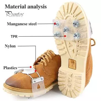 1 пара шипов для льда, кошки с 5 стальными шипами, регулируемая ручка, зимняя обувь для ходьбы по льду и снегу, противоскользящие захваты, шипы для ботинок чистый