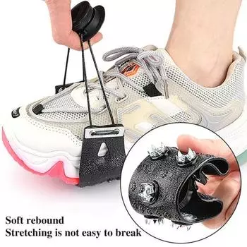 1 пара шипов для льда, кошки с 5 стальными шипами, регулируемая ручка, зимние, для ходьбы по льду и снегу, нескользящие захваты, шипы для ботинок чистый