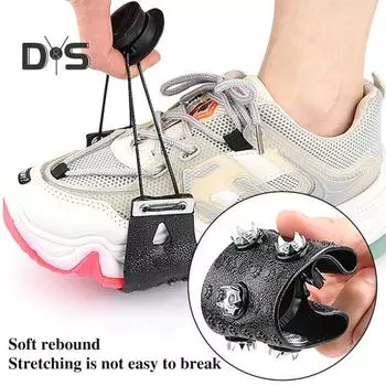 1 пара шипов для льда, кошки с 5 стальными шипами, регулируемая ручка, зимняя обувь для ходьбы по льду и снегу, противоскользящие захваты, шипы для ботинок чёрный