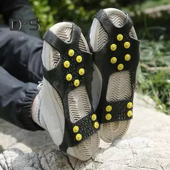 1 пара шипов для льда, скобы с 5 стальными шипами для мужчин и женщин, зимние, для ходьбы по льду и снегу, нескользящие, шипы для ботинок, захваты жёлтый