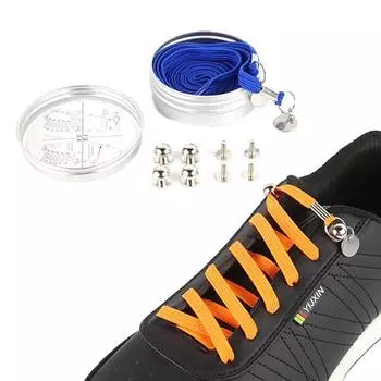 1 пара шнурков для лени на одну руку, цвет карамель, без завязывания, металлический круг фиолетовый