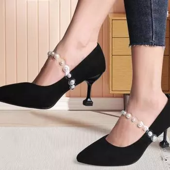 1 пара шнурков для обуви, анти-падение, свободная установка, противоскользящие, высокая эластичность, искусственный жемчуг белый