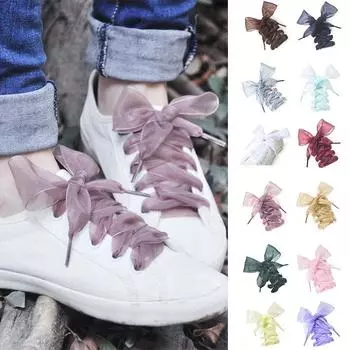 1 пара шнурков на плоской шелковой атласной ленте, спортивная обувь, шнурки, кроссовки, шнурки для обуви белый