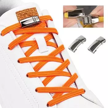 1 пара шнурков с металлической пряжкой, ленивый замок, кружевная пряжка для обуви, магнитный зажим для шнурков для обуви чёрный