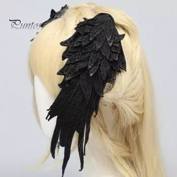 1 пара шпилек для волос, украшения в виде крыльев ручной работы, заколки для волос, головные уборы, аксессуары для волос для вечеринок и фотосъемки чёрный