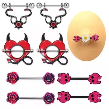 1 пара штанги для сосков, 14 г, хрустальный пирсинг для сосков, ювелирные изделия для сосков, кольцо для сосков в форме сердца, пирсинг из нержавеющей стали для женщин