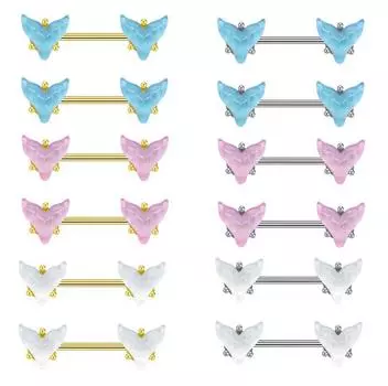 1 пара штанги для сосков, 14 г, хрустальный пирсинг для сосков, ювелирные изделия для сосков, кольцо для сосков в форме сердца, пирсинг из нержавеющей стали для женщин