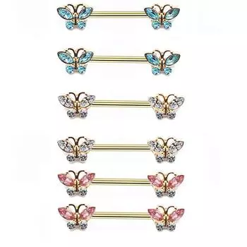 1 пара штанги для сосков-бабочек, 14 г, кристалл для пирсинга сосков, ювелирные изделия для сосков, кольцо для сосков в форме сердца, пирсинг из нержавеющей стали для женщин