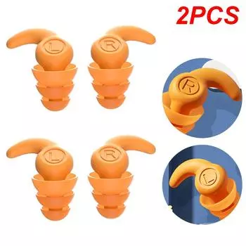 1 пара силиконовых берушей, водонепроницаемые беруши для сна и плавания (оранжевый)