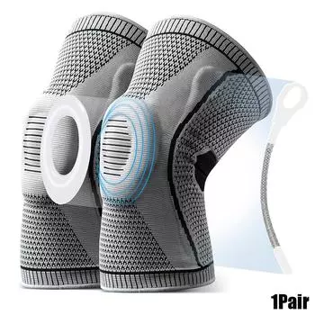 1 пара силиконовых наколенников с ремешком для медиальной поддержки колена, компрессионные рукава для защиты колена, спортивные накладки для бега, баскетбола M
