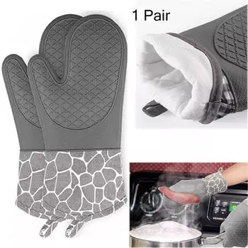 1 пара силиконовых перчаток для духовки, термостойкие нескользящие рукавицы для приготовления барбекю 1Pair серый
