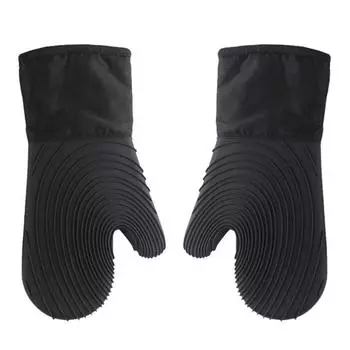 1 пара силиконовых прихваток для духовки, противоожоговые, противоскользящие, толстая хлопковая подкладка, длинные термостойкие перчатки для микроволновой печи, кухонные принадлежности для выпечки