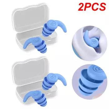 1 пара силиконовых вкладышей для ушей, 3 слоя, для детей 5–12 лет (синий)