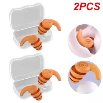 1 пара силиконовых вкладышей для ушей, 3 слоя, для детей 5–12 лет (оранжевый)