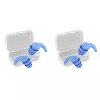 1 пара силиконовых вкладышей для ушей, 3 слоя, для детей 5–12 лет (синий)
