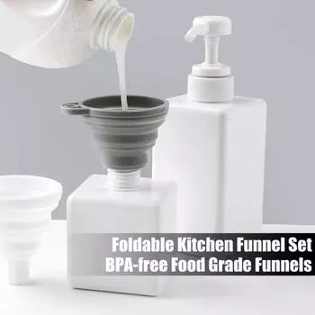 1 пара силиконовых воронок, складная конструкция, легко моющиеся воронки для заливки масла и жидкости, кухня белый