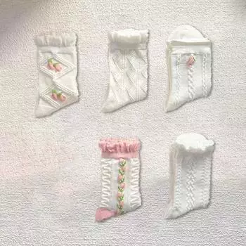 1 пара симпатичных белых носков в стиле Харадзюку Лолита с принтом в виде цветущей вишни для девочек Jk Girl
