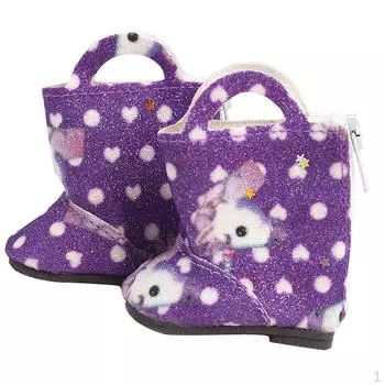 1 пара симпатичных ботинок на молнии для кукол ростом 14,5 дюймов фиолетовый