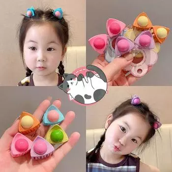 1 пара симпатичных заколок для волос в виде кошачьих ушек для детей, маленькие пластиковые заколки для волос в виде ушек, аксессуары для волос для девочек 3cm фиолетовый