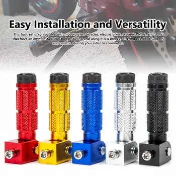 1 пара складных подножек для педалей мотоцикла 8 мм универсальные алюминиевые подножки для мотоцикла серебряный