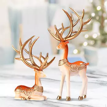 1 пара скульптура оленей, статуи, настольная коллекция, универсальное украшение для полки, орнамент фэншуй для Style A