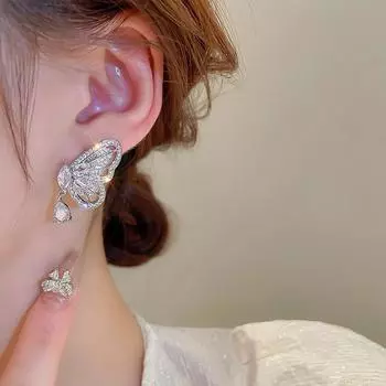 1 пара сладких элегантных сережек-бабочек с каплями воды из циркония для женщин, ювелирный подарок 1Pair