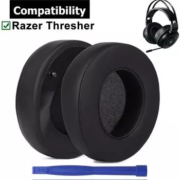 1 пара сменных амбушюров для наушников Razer Thresher Ultimate Tournament Edition PS4 Xbox One Dolby 7.1 Gaming Headsets black leather