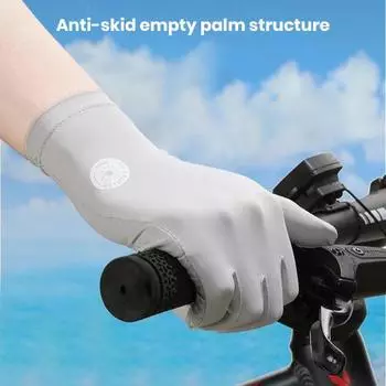 1 пара солнцезащитных перчаток с полными пальцами, полые дышащие спортивные перчатки с сенсорным экраном, мягкие, приятные для кожи, устойчивые к ультрафиолетовому излучению серый