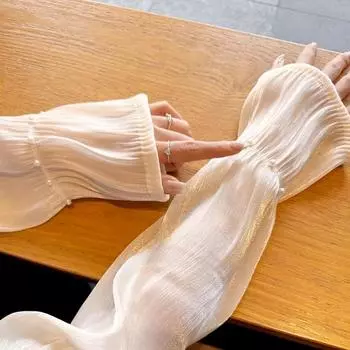 1 пара солнцезащитных перчаток с защитой от ультрафиолета, однотонные, мягкие, дышащие, с имитацией жемчуга, эластичные, тонкие рукава, варежки без пальцев, защита рук чёрный