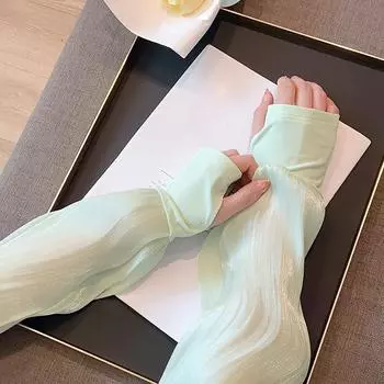 1 пара солнцезащитных рукавов Ice Silk, летние, полиэстеровые, с градиентным дизайном, летние, дышащие, многоцветные