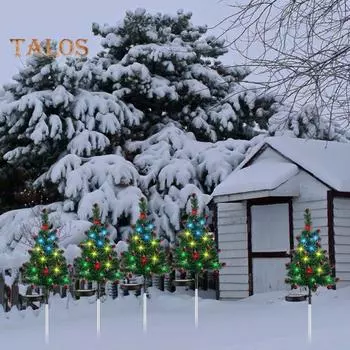 1 пара солнечных рождественских елочных фонарей IP65 водонепроницаемые автоматические заряжаемые светодиодные фонари на солнечных батареях мини-фонарики для рождественской елки красный