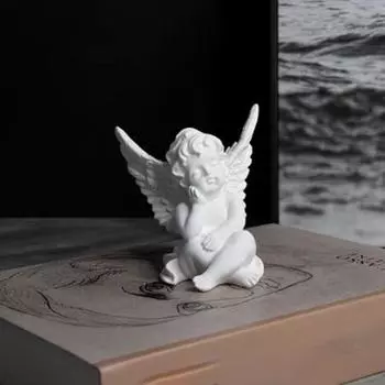 1 пара современных 3D маленьких статуэток ангелов, симпатичные настольные украшения из смолы, мультяшные скульптуры ангелов на день рождения белый