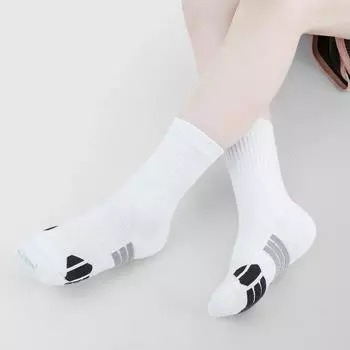 1 пара спортивных детских носков для мальчиков и девочек, однотонные полосатые носки для детей, нескользящие, дышащие, мягкие, хлопковые, баскетбольные носки 220-250 фиолетовый