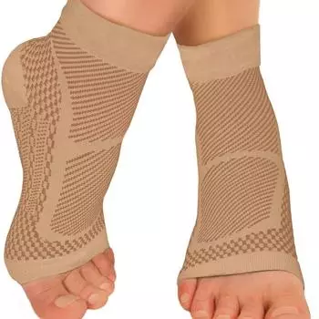 1 пара спортивных носков с компрессионными рукавами для мужчин и женщин с открытым носком, медные носки для занятий спортом S/M телесный