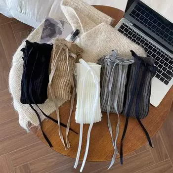 1 пара спортивных школьных носков для девочек, модные гетры с бантом и лентой, мягкие свободные носки из хлопка на весну и осень