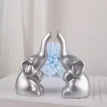 1 пара статуэток слонов из смолы, статуэтка любящего слона, настольная статуэтка слона, держатель для кольца, подарок для женщин, пар, домашний декор чёрный