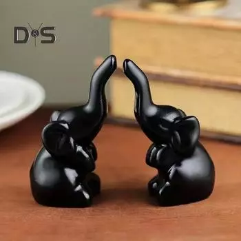 1 пара статуэток слонов из смолы, статуэтка любящего слона, настольная статуэтка слона, держатель для кольца, подарок для женщин, пар, домашний декор серебряный