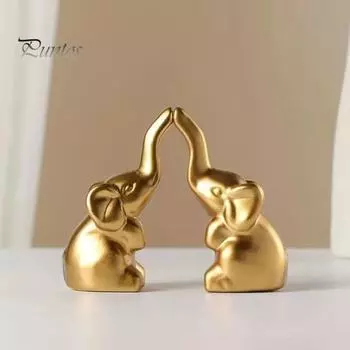 1 пара статуэток слонов из смолы, статуэтка любящего слона, настольная статуэтка слона, держатель для кольца, подарок для женщин, пар, домашний декор чёрный