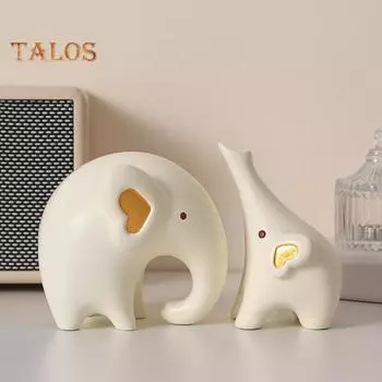 1 пара статуэток слонов, минималистичные фигурки слонов из смолы, домашний офис, настольный декор, украшение в виде слона на удачу, подарки для семьи и друзей Elephant