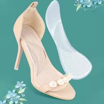 1 пара стельок, противоскользящие, с отличным коэффициентом трения, эластичные, без деформации, прозрачные, дышащие, впитывают пот, нескользящие, подушечки на высоком каблуке чистый