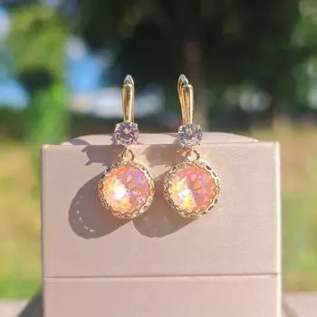 1 пара стильных цветных круглых висячих сережек для женщин, ювелирные изделия из кубического циркония, повседневные аксессуары для свадебной вечеринки розовый