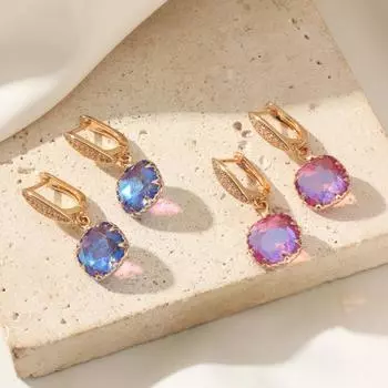 1 пара стильных цветных квадратных висячих сережек для женщин, ювелирные изделия из кубического циркония, аксессуары для свадебной вечеринки синий
