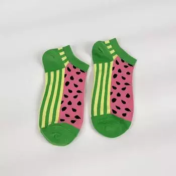 1 пара стильных, модных, ярких носков с арбузным принтом — очаровательный и модный дизайн, низкая длина до щиколотки, комфорт, мягкость One Size