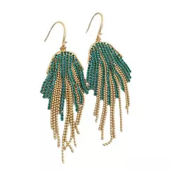 1 пара стильных серег-капель, противоаллергическое украшение для ушей, изысканные роскошные серьги с кисточками, инкрустированные стразами зелёный/синий