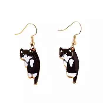 1 пара стильных сережек-капель, сладкий подарок на день рождения, 6 цветов, серьги-крючки с рисунком кота для девочек жёлтый